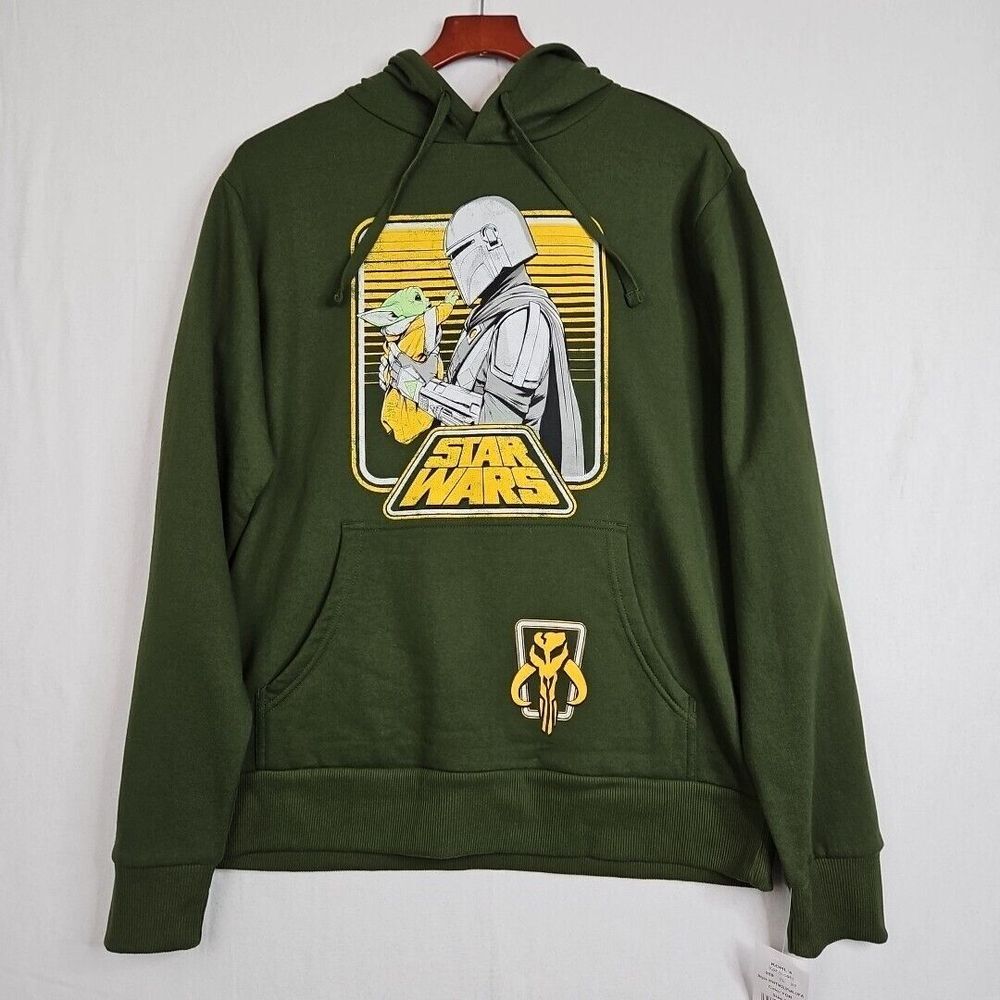 Star Wars The Mandalorian Grogu Hoodie Sweatshirt‎ Fleece Men's Size Small New